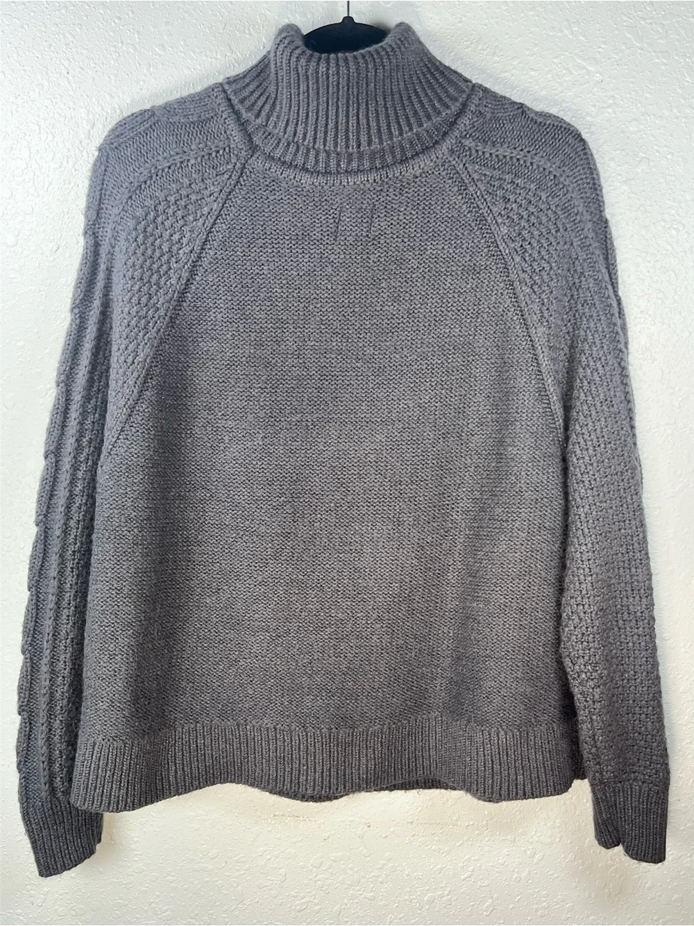 Gap Cable Knit Turtleneck Sweater Gray Wool Alpaca Fisherman Cozy Preppy S